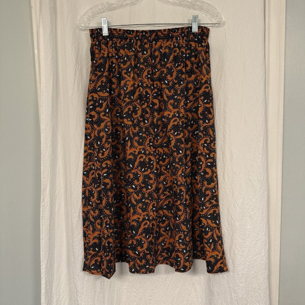 Vintage 90s California Connections Pull On Smocked Waist Size‎ Medium Midi Skirt